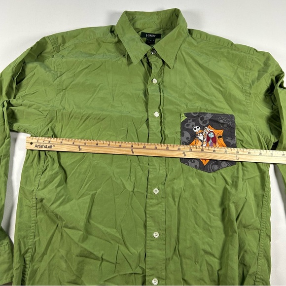 J.Crew Shirt Mens M Green Cotton Button Nightmare Before Christmas Embroidered - Picture 5 of 8